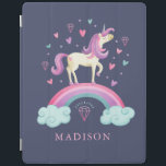かわいいユニコーン虹 iPadスマートカバー<br><div class="desc">可愛いユニコーンとハートと虹の飾このiPadのカバー。彼女の名前でパーソナライズしなさい。女の子へのおもしろいギフト。Blackberry Boulevardによって設計。</div>