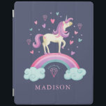 かわいいユニコーン虹 iPadスマートカバー<br><div class="desc">可愛いユニコーンとハートと虹の飾このiPadのカバー。彼女の名前でパーソナライズしなさい。女の子へのおもしろいギフト。Blackberry Boulevardによって設計。</div>