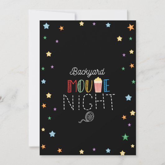 かわいいユニコーン裏庭の映画の夜の誕生日パーティー 招待状 (裏面)