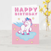 かわいいユニコーン誕生日カード カード (黄色い花)