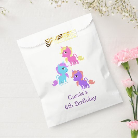 かわいいユニコーン誕生日パーティーの好意バッグ フェイバーバッグ (封をした状態)