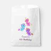 かわいいユニコーン誕生日パーティーの好意バッグ フェイバーバッグ (正面)