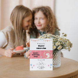 かわいいユニコーン誕生日パーティーの招待状 招待状