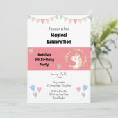 かわいいユニコーン誕生日パーティーの招待状 招待状 (スタンド正面)