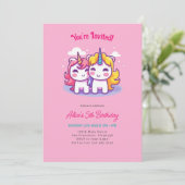 かわいいユニコーン誕生日パーティー 招待状 (スタンド正面)