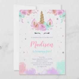 かわいいユニコーン誕生日フローラマジカルユニコーン 招待状