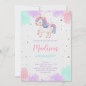 かわいいユニコーン誕生日マジカルユニコーン 招待状 (正面)