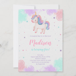 かわいいユニコーン誕生日マジカルユニコーン 招待状