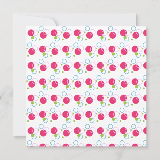 かわいいユニコーン誕生日招待状と水玉模様 招待状 (裏面)