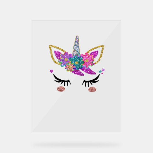 かわいいユニコーン誕生日服 アクリルサイン (正面)
