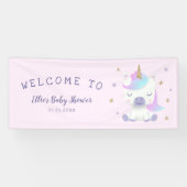 かわいいユニコーン赤ちゃんシャワーへようこそ 横断幕 (横)
