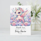かわいいユニコーン赤ちゃんシャワー サンキューカード (スタンド正面)