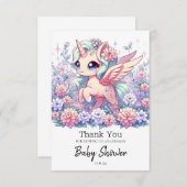 かわいいユニコーン赤ちゃんシャワー サンキューカード (正面/裏面)