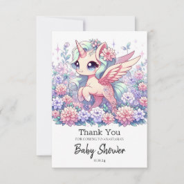 かわいいユニコーン赤ちゃんシャワー サンキューカード