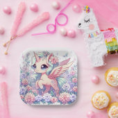 かわいいユニコーン赤ちゃんシャワー ペーパープレート (パーティー)