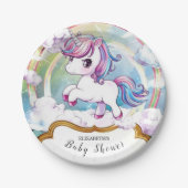 かわいいユニコーン赤ちゃんシャワー ペーパープレート (正面)