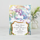 かわいいユニコーン赤ちゃんシャワー 招待状 (スタンド正面)