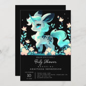 かわいいユニコーン赤ちゃんシャワー 招待状 (正面/裏面)