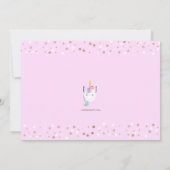 かわいいユニコーン赤ちゃん女の子の最初の誕生日パーティー 招待状 (裏面)