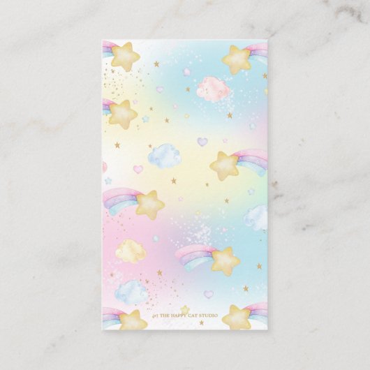 かわいいユニコーン赤ちゃん女の子シャワー本ベビー エンクロージャーカード (裏面)
