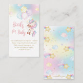 かわいいユニコーン赤ちゃん女の子シャワー本ベビー エンクロージャーカード (正面/裏面)
