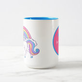 かわいいユニコーン追加モノグラムコーヒーマグ ツートーンマグカップ (中央)