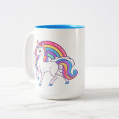 かわいいユニコーン追加モノグラムコーヒーマグ ツートーンマグカップ (正面左)