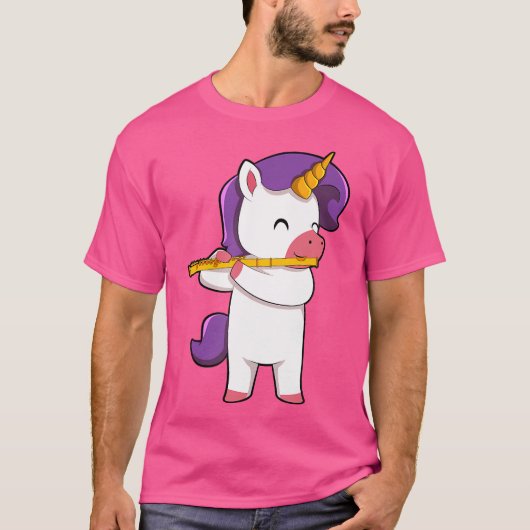 かわいいユニコーン遊の笛 Tシャツ (正面)