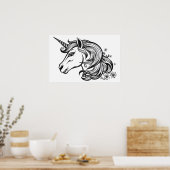 かわいいユニコーン頭スケッチ。 ポスター (キッチン)