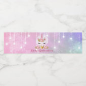 かわいいユニコーン顔ピンクの花キンセアニラ ペットボトルラベル (シングルラベル)