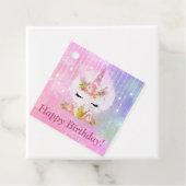かわいいユニコーン顔ピンクの花ハッピーバースデー フェイバータグ (インサイチュ)