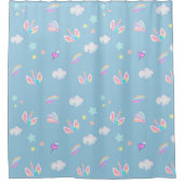 かわいいユニコーン顔レインボーグラデーション誕生日パーティー シャワーカーテン (正面)