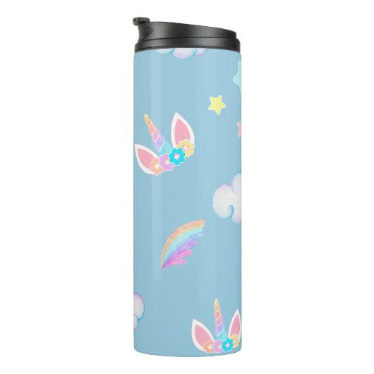 かわいいユニコーン顔レインボーグラデーション誕生日パーティー タンブラー (回転右)