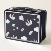 かわいいユニコーン顔レインボーグラデーション誕生日パーティー メタルランチボックス (裏面)