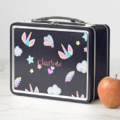 かわいいユニコーン顔レインボーグラデーション誕生日パーティー メタルランチボックス (インサイチュ)