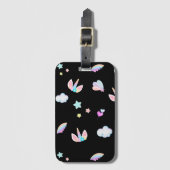 かわいいユニコーン顔レインボーグラデーション誕生日パーティー ラゲッジタグ (正面縦)