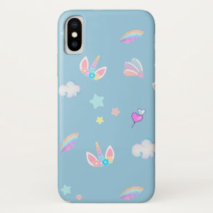 かわいいユニコーン顔レインボーグラデーション誕生日パーティー iPhone X ケース