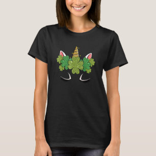 かわいいユニコーン顔St patricks日ガールズキッズ Tシャツ