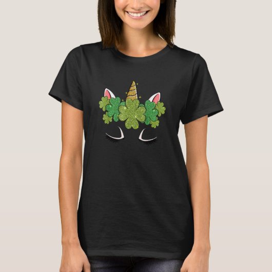 かわいいユニコーン顔St patricks日ガールズキッズ Tシャツ (正面)