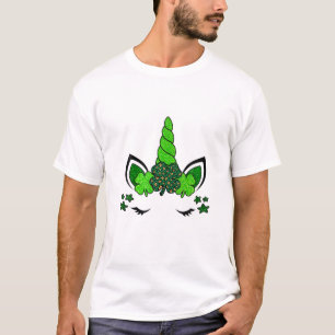 かわいいユニコーン顔St patricks日ガールズキッズ Tシャツ