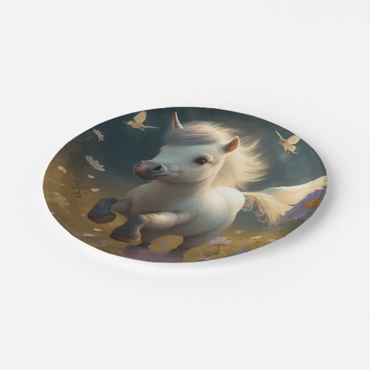 かわいいユニコーン飛んでいるリトルポニー紙プレート ペーパープレート (アングル)