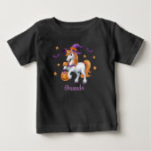 かわいいユニコーン馬の魔女パーソナライズされた帽 ベビーTシャツ (正面)