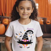 かわいいユニコーン魔女ハットハロウィンパーソナライズされた Tシャツ