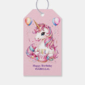 かわいいユニコーン魔法の王女のガーリー誕生日の子供 ギフトタグ (裏面)