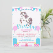 かわいいユニコーン魔法の王女のガーリー誕生日の子供 セーブザデート (スタンド正面)