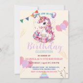 かわいいユニコーン魔法の王女のガーリー誕生日の子供 セーブザデート (正面)