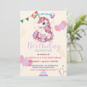 かわいいユニコーン魔法の王女のガーリー誕生日の子供 セーブザデート (スタンド正面)