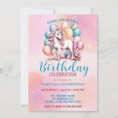 かわいいユニコーン魔法の王女のガーリー誕生日の子供 セーブザデート (正面)