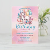 かわいいユニコーン魔法の王女のガーリー誕生日の子供 セーブザデート (スタンド正面)