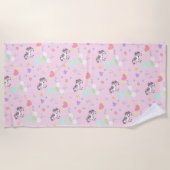 かわいいユニコーン魔法の王女のガーリー誕生日の子供 ビーチタオル (正面)